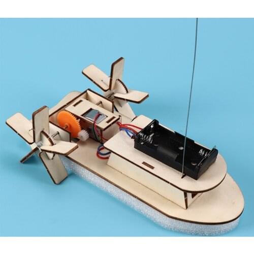 Wireless Wooden Boat Model Scientific Learning Tool Novelty Vehicle Remote Control Boat DIY Self-Made