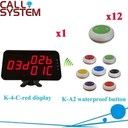 Wireless Guest Calling System Best Price Of Pager 433.92MHZ Restaurant Pager Equipment( 1 display+12 call button )