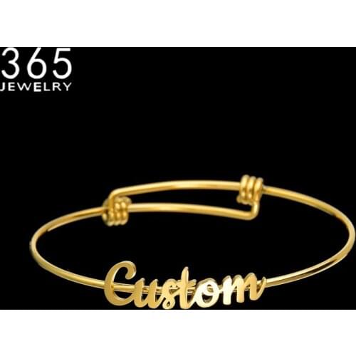 Personalized Stainless Steel Customized Bangle Nameplate Letter Open Cuff Bracelet For Women Girl Gift Jewelry 2020 Mujer Bijoux