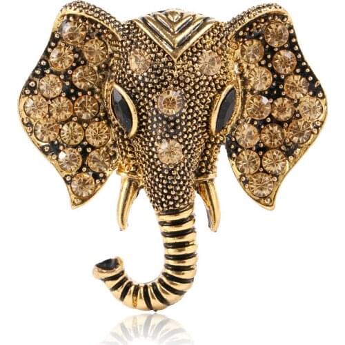 New Vintage Cartoon Crystal Elephant Shape Brooch For Unisex Rhinestone Animal Pins Clothes Decoration Jewelry