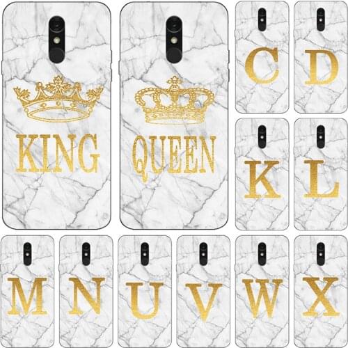 Phone Case for LG Q7 Plus Alpha Q7a LMQ610EM Q6A Alpha M700 Q6 Plus White Marble Golden English Letter Fashion Name Back Cover