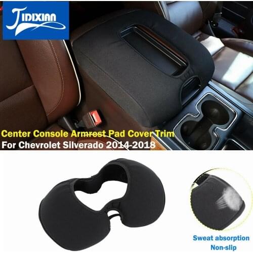 Black Center Console Armrest Pad Cover Cushion for Chevrolet Silverado 2014 2015 2016 2017 Interior Accessories