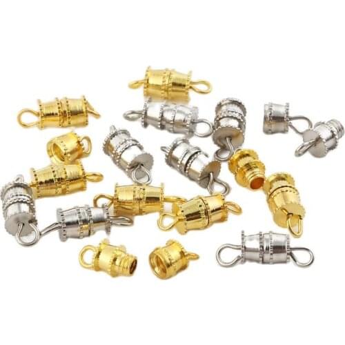 10pcs Cylinder Fasteners Buckles Closed Screw Clasps for DIY Jewelry Necklace Bracelet Making Connectors Decoration Accessories