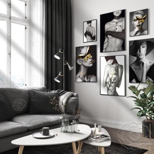 Nordic Decor Modern Sexy Woman Nude Posters And Prints Black White Wall Art Canvas Painting Wall Picture For Bedroom Living Room
