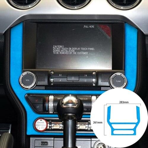 For Ford Mustang 2015-2019 Alcantara Suede Car Navigation Center Console Panel Strip Cover Trim Stickers Internal Accessories