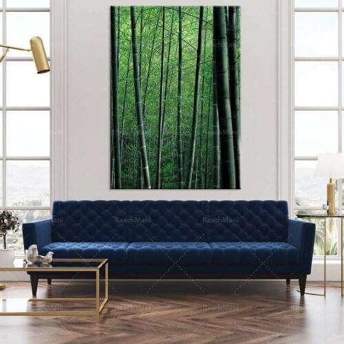 Art mural arbre, bambou, art mural arbre, bambou, impression d'affiches, forêt verte, nature, décoration de la maison