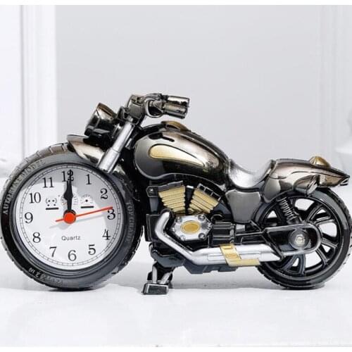 Creative Motorcycle Shape Alarm Clock Ornament Student Boy Gift Valentines Day Present Home Room Decoration Crafts