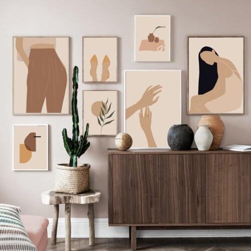 Fashion Woman Plant Leaf Vintage Poster Wall Art Canvas Painting Nordic Posters And Prints Wall Pictures For Living Room Decor