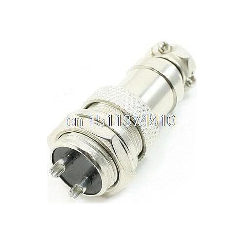 Panel Mounting 16mm Dia Screw 2Pin Metal Aviation Connectors Plugs