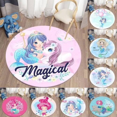 Cartoon anime mermaid bedroom decor carpets for living room girls room rug cartoon rug circle rug round area rug bedroom decor