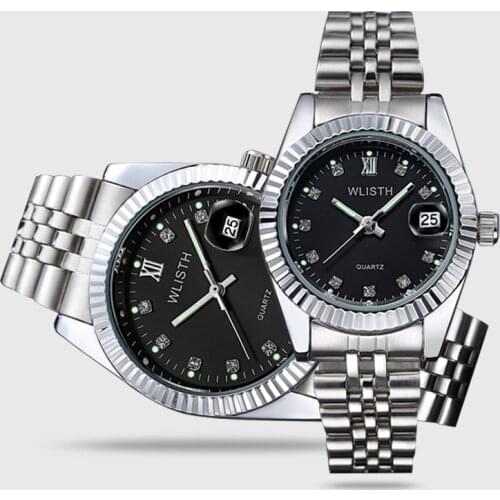 Mens classic versatile mens watch non mechanical watch calendar steel band mens watch womens watch couple Watch