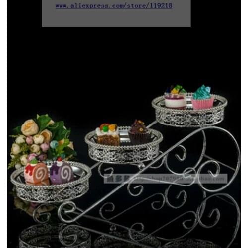 1 PCS New European three-layer trapezoidal snack stand multi-layer cake plate wedding dessert set table buffet
