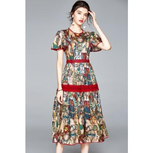 New bubbly sleeve light ripe style socialite slim print dress