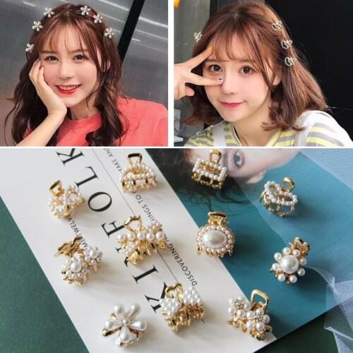New Stylish Simplicity Pearl Sun Flower Rhinestone Small Claw Love Geometric Retro Notch Clip Student Accessories