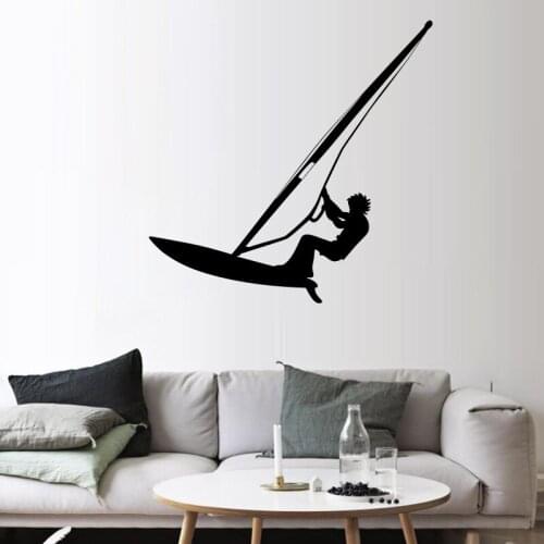 Surfing Wall Stickers Boys Teen Room Windsurfing Lover Home Decor Wallpaper Poster Water Challenge Sport Player Wall Applique