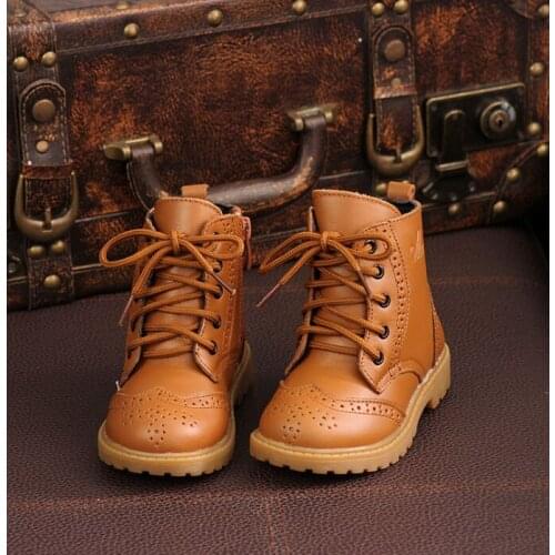 2019 Autumn&Winter Boys and Girls Martin Boots Baby Boys Genuine Leather Boots Child Boys Martin Fashion Shoes