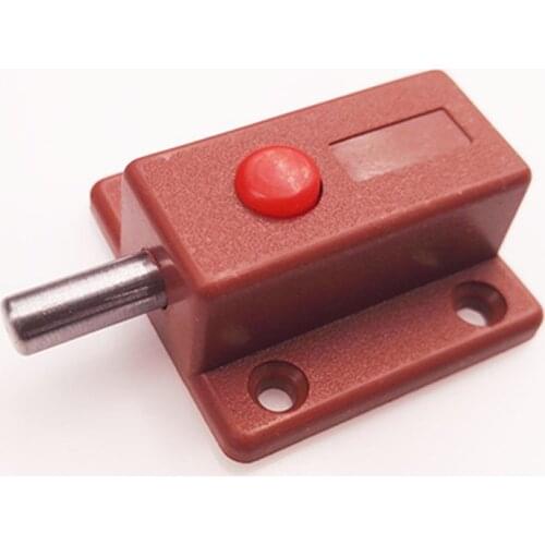 Plastic automatic button lock latch wall door cabinet door light and shade spring latch PP galvanized black and white brown