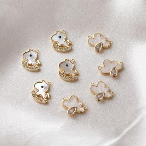 14K gold-plated copper plated real gold Trojan cloud sticky shell pendant diy hand-made earrings material accessories