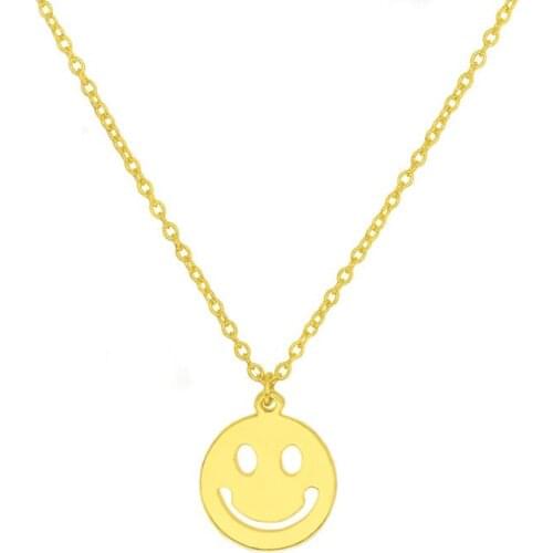 Selling simple fashion jewelry in Europe and the United States happy smile smiling face necklace friend gift