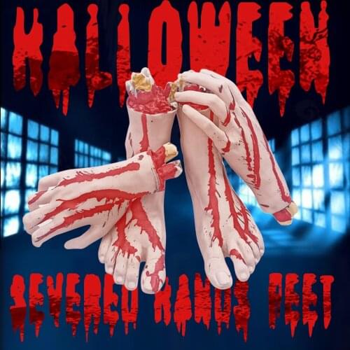 Halloween Horror Prop Horror trick Toy Scary Prop rubber artificial broken hand broken feet Props Decorations Broken Limbs