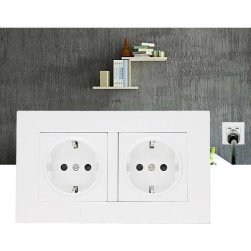 EU Standard USB Power Socket, Plastic Panel,100~250V 16A Double Power Wall Socket, EU Plug Outlets(146x86mm)