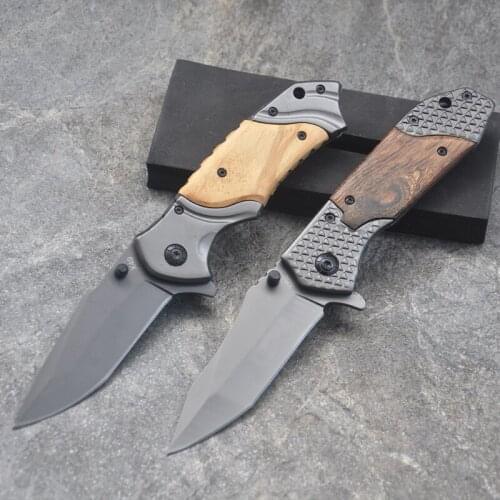 Folding Blade Knife Aluminum Handle +Wooden Handle Outdoor Knives Camping knife Hunting Survival Pocket Military Knife EDC Tools