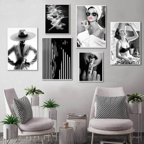 Modern Fashion Wall Art Black White Beauty Underwater Woman Print Sexy Female Canvas Painting Posters and Prints Home Decor