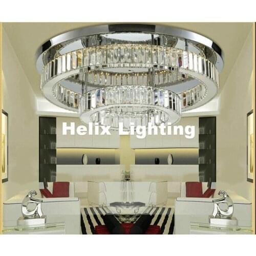 Modern Stainless Steel Crystal Ceiling Light Fixture Modern Ceiling Light Chrome Ceiling Light Lighting Lamp AC 100% Guaranteed