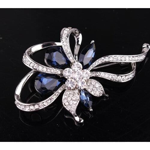TODOX man Brooches Fashion beauty Women big rose gold Zinc Alloy crystal exquisite flower pins hot sale wedding party Gift man