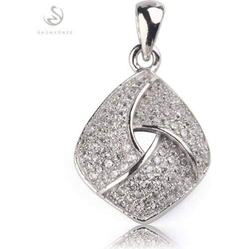 SHUNXUNZE jewellery christmas Wedding pendants for Noble Generous women dropshipping White Cubic Zirconia Rhodium Plated R3252
