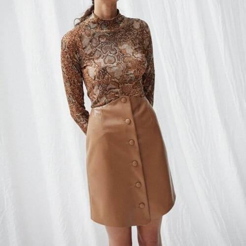 Women Sexy High Waist Leather Mini Skirts Pencil Office Lady Buttons 2021 Fashion New Arrival Short Skirt Jupe