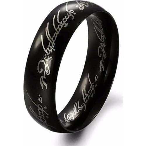 MANGOPIE 6MM Midi Ring Tungsten One Ring of Power Black Ring LOvers Women and Men