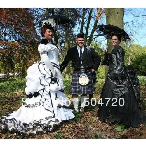 19 Century White Civil War Southern Belle Gown evening Dress/Victorian Lolita dresses/scarlett dress US6-26 V-2443