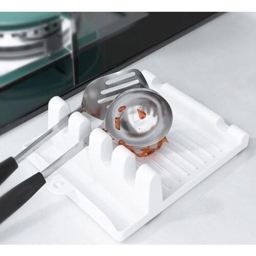 1 PCs Kitchen Pot Cover Spoon Rest Utensil Spatula Holder Heat Resistant Storage Shelves Cooking Tools Cocina