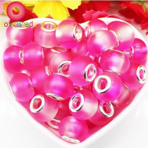 10Pcs Red Matte Glass Color Crystal Murano Big Hole Spacer Beads Fit Pandora Charms Bracelet Chain Spacer Jewelry Beads Women