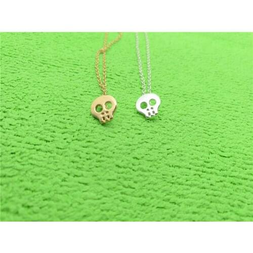 30PCS Tiny Halloween Skull Head Necklace Cute Simple Mini Religious Animal Skull Face Skeleton Pendant Chain Necklaces for Women