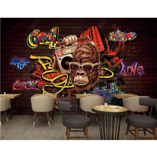 3d photo wallpaper custom mural Trendy hip hop graffiti brick wall home decor 3d wall murals wallpaper in the living room