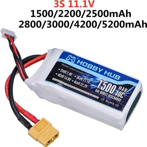 3S 11.1V 1500mah 2200mah 2800mAh 3000mAh 4200mAh 5200mAh Lipo Battery For RC aircraft toys helicopters Airplanes Spare Parts