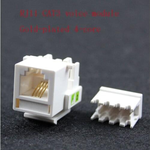 50pcs/lot Supply high quality RJ11 CAT3 voice module Gold-plated 4-core three-class information phone module