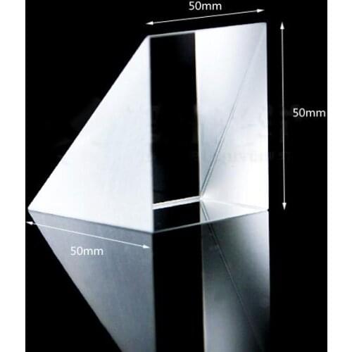 50x50x50mm Optical Glass Triangular Lsosceles K9 Prism With Reflecting Film Medicine
