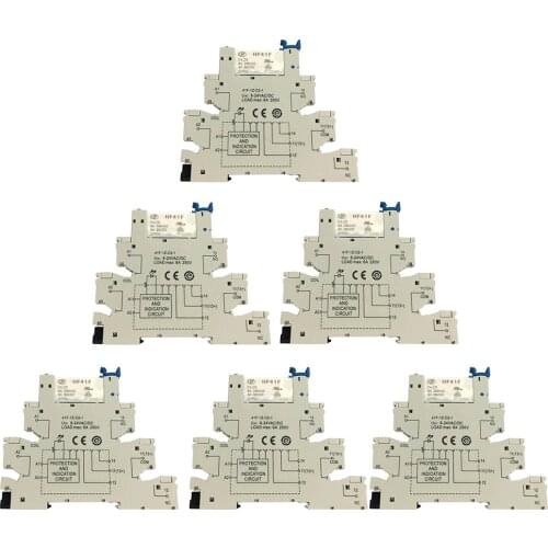 6 Pieces 5 PIN Relay Socket 6-24V AC/DC 6A Use with HF41F PCB Relay Module For Hongfa