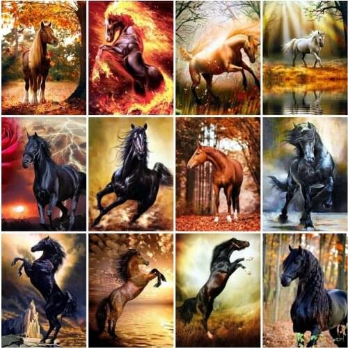 Full Drill Diamond Embroidery Horse Mosaic Picture of Rhinestones Diamond Painting Animals Wall Art Home Living Room Decoration