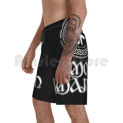 Amon Amarth Logo White Beach Shorts Men Beach Pants Swimwear Amon Amarth Logo White Band Group Music Metal Punk