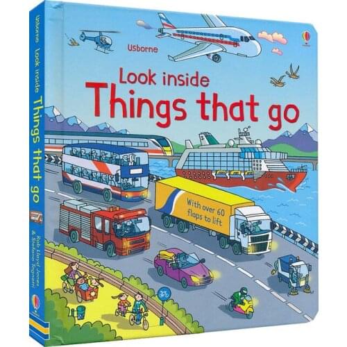 English 3D Usborne Look inside things that go Education Children kids flaps lift picture book reading brithday gift boy favors