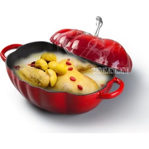 BCA20B Household Tomato Shape Cast Iron 27cm Enamel Cooking Stew Soup Pot Thickened Flat Base Saucepan Induction Cooker