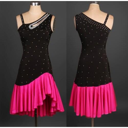 Custom custmize diamond latin Rumba cha cha salsa tango one-piece Latin dance dress competition patchwork wear S-XXXL
