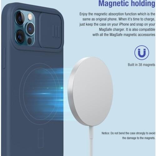For iPhone 12 Pro Case NILLKIN CamShield Silky Magnetic Silicone Case Slide Camera Back Cover Cases For iPhone 12 Pro Max Cover