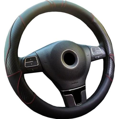 Carbon fiber leather Four Seasons GM steering wheel cover For 37 - 38 CM 14.5"-15" Ring M Size Steering-Wheel Car Styling Carpet