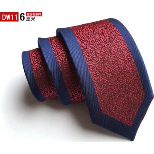 6cm Designers Skinny Ties High Craft Panel Necktie Red with Blue Bordered Cravat