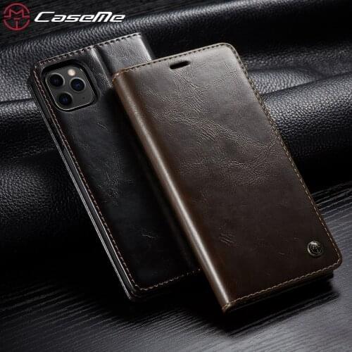 For iPhone 12 11 Pro X XR XS Max Retro Purse Leather Case,CaseMe Luxury Magneti Card Holder Wallet Cover For iPhone 8 7 6S Plus